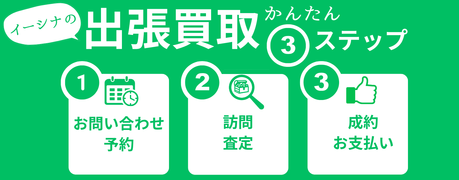 出張買取のイーシナ買取かんたん3ステップ